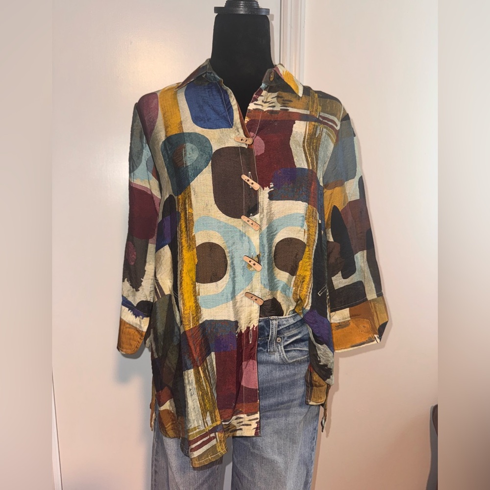 Ali Miles Abstract Print Blouse